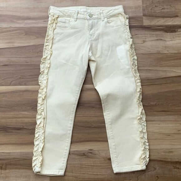Gymboree Girls Size 8 Pale Yellow Skinny Jeans With Ruffle Down Sides NWT - Picture 1 of 12